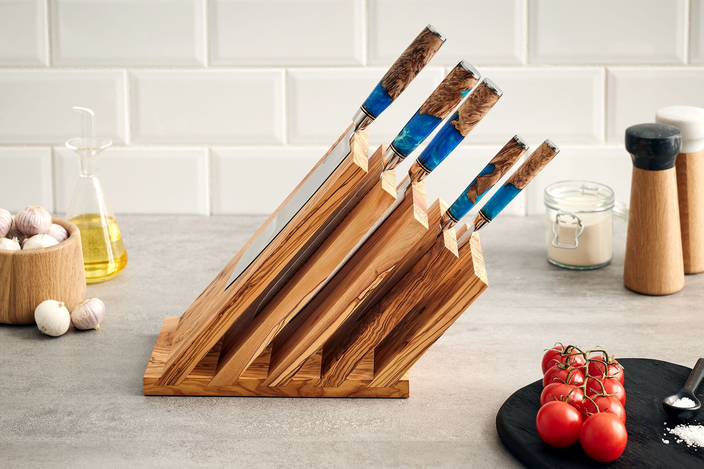 Magnet-Messerblock Olive mit Messern - الصورة 2
