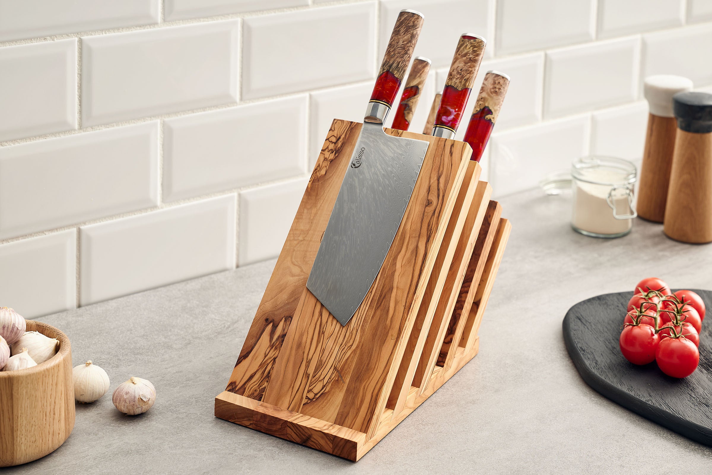 Magnet-Messerblock Olive mit Messern - الصورة 4