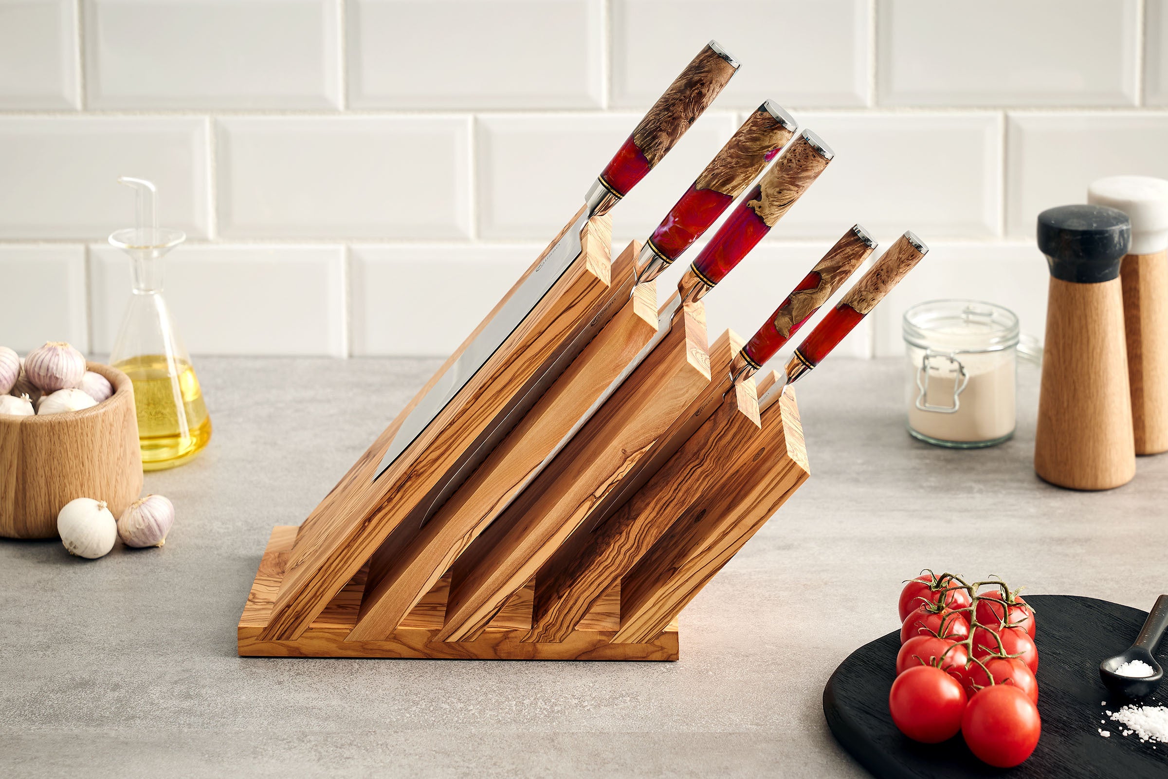 Magnet-Messerblock Olive mit Messern - الصورة 5