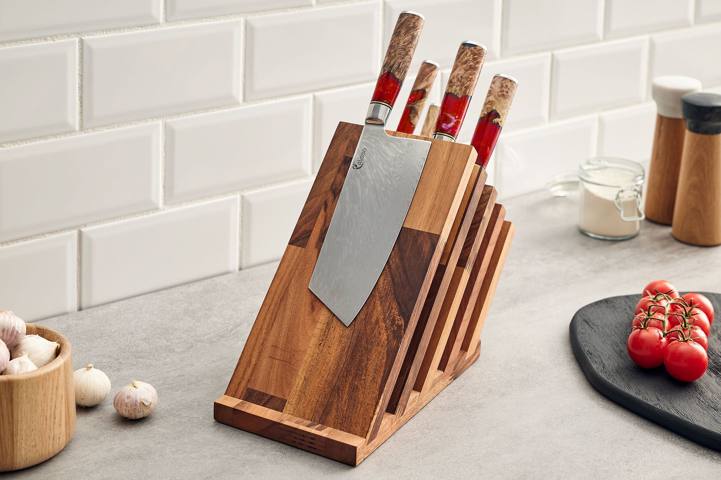 Magnet-Messerblock Walnuss mit Messern - الصورة 4